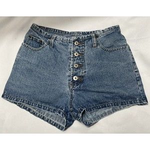 Vintage 90s Breaker Jean Hot Pant Button Fly Blue Denim Shorts 28" waist Size 7